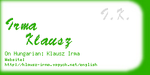 irma klausz business card